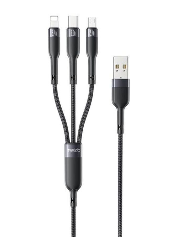 Yesido CA91 3 in 1 USB Cable, Black
