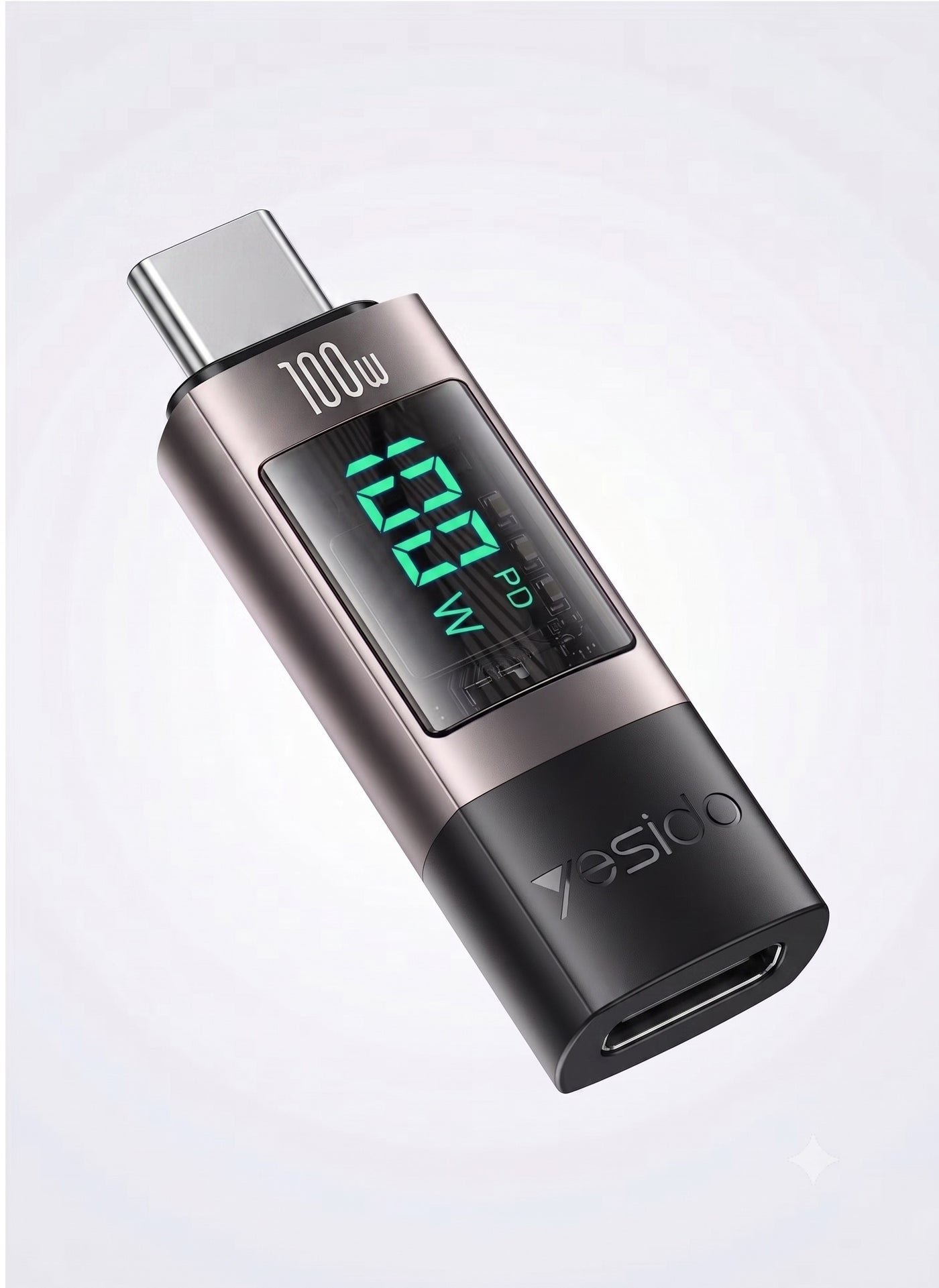 محول USB-C OTG إلىUSB-C يدعم الشحن السريع 100W ومزامنة البيانات – محول صغير ومحمول يدعم نقل بيانات عالي السرعه - مع شاشه رقميه لعرض سرعه الشحن  متوافق مع أجهزة iPhoneمتوافق مع أجهزة ايفون 17/16/15/   وسامسونج 26/25/24  وجميع اجهزه الاندرويد